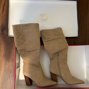 Vince Camuto Women's Beige Suede Heeled Boots